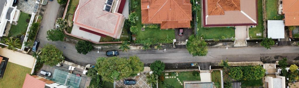 Overhead view of houses