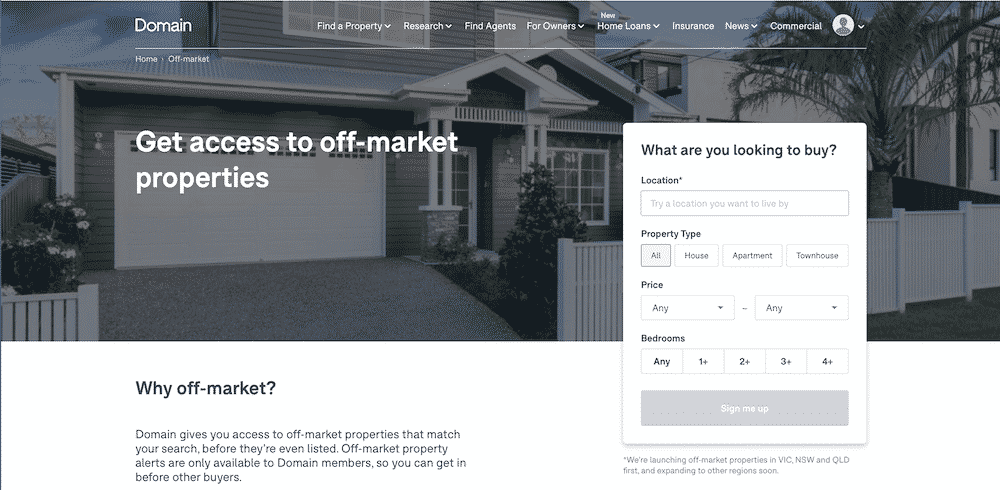 Off-market property on Domain
